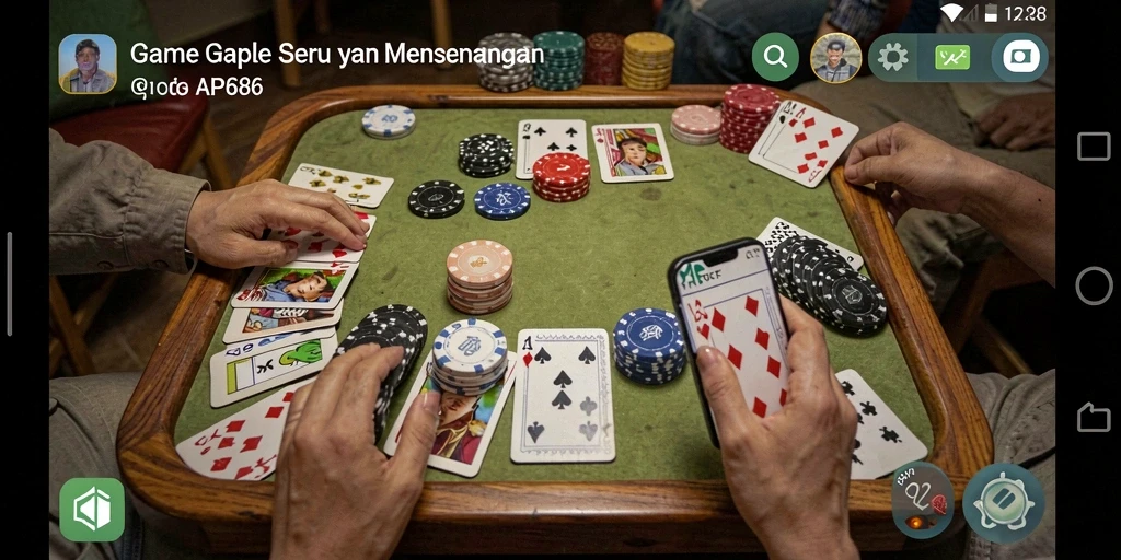 Tampilan gameplay seru dari AP686 dengan momen menegangkan saat bermain Gaple.