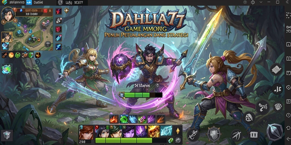 Tampilan dinamis gameplay DAHLIA77 dalam dunia MMORPG.