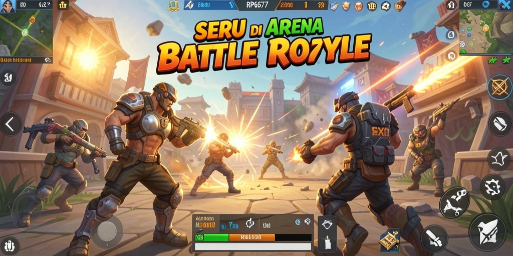 Tampilan menarik dari gameplay seru RP6677 dengan pertempuran Battle Royale.