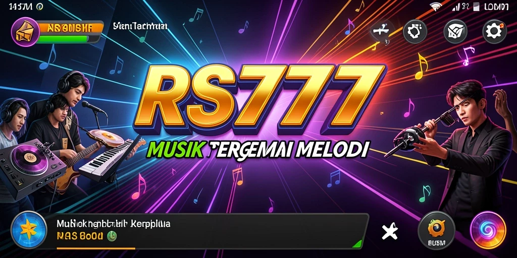 Tampilkan gameplay RS777 yang penuh semangat dan interaksi musik.