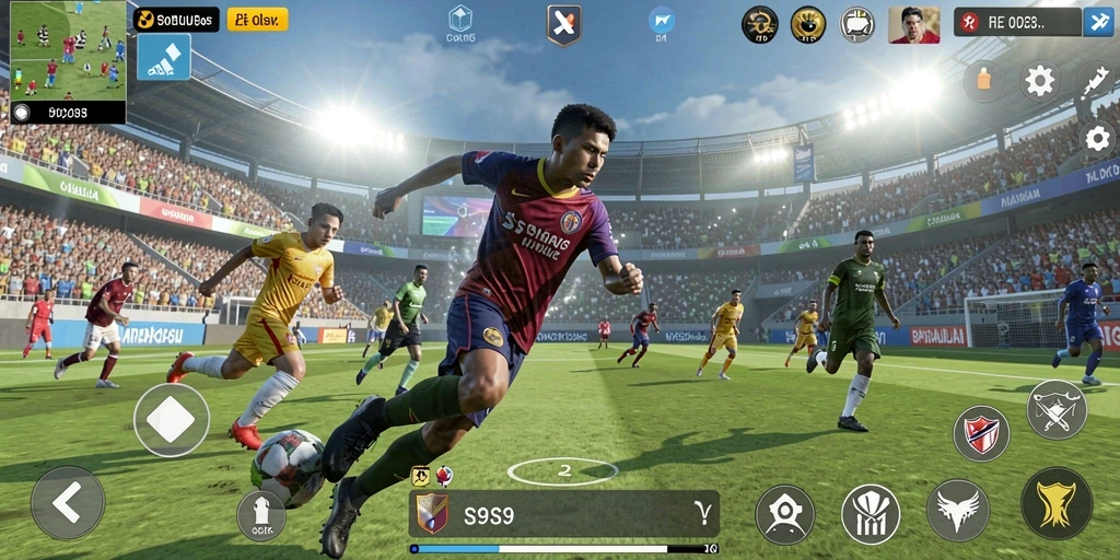 Tampilan gameplay menarik dari S9S9 saat pertandingan olahraga berlangsung.